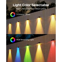 Jackyled 50Lm Solar Fence Lights Warm White Rgb Fence Solar Lights Outdoor Waterproof With Led Lens Deck Lights Party Weddin