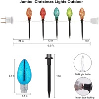 Christmas Pathway Lights Outdoor 2 Pack - Total 13 Feet 10 Led Glitter Jumbo C9 Walkway Lights, Multicolor Christmas Bulb Pathway Lights, Christmas Decorations For Outdoor Yard Lawn Holiday Driveway