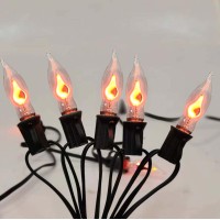 Romasaty C18 Halloween Flicker Flame String Lights 10Ft Flickering Flame Shaped Bulb Dances With A Flickering Orange Glow 1 Wa