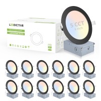 12 Pack 6 Inch Led Recessed Lights With Junction Box 5Cct Black Recessed Lighting Dimmable 2700K3000K4000K5000K6000K 15W 1