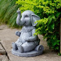 Vkevoc Elephant Statue Garden Decor,Solar Large Garden Sculpture, 10.5