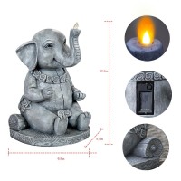 Vkevoc Elephant Statue Garden Decor,Solar Large Garden Sculpture, 10.5