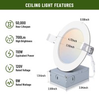 12 Pack Recessed Lighting 4 Inch With Junction Box 5Cct 4 Inch Led Recessed Lights Dimmable 2700K3000K4000K5000K6000K 9W 7