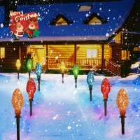 2 Pack Jumbo Christmas Pathway Lights- Outdoor String Lights With 5 Stakes, Connectable C9 Bulb Decor Lights For Lawn, Walkway, Yard, Garden, Driveway, Waterproof Xmas Lights Decoration, Multicolored