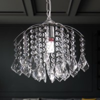 Frixchur Small Crystal Chandelier Chrome Crystal Pendant Light Flush Mount Ceiling Light Chandelier Adjustable Length Crystal Chandelier For Hallway Bedroom Dining Room Girls Room Closet E26