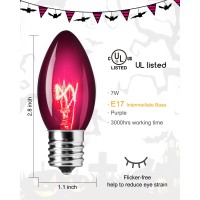 Brightown 25 Pack C9 Halloween Purple Replacement Bulb Purple C9 Light Bulb For Halloween Holiday Decorations String Light E17