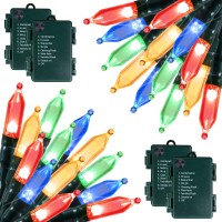 Christmas Lights Battery Operated 4 Pack 8 Feet 20 Led String Lights On Green Wire With 8 Modes Waterproof Tree Lights For Outdoor Indoor Holiday Party Garden Xmas Tree Decorations, Multicolor