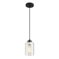 Cafulam Modern Black Farmhouse Pendant Light With Clear Glass Shade Industrial Pendant Lighting Adjustable Hanging Light Fixtur