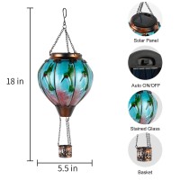 Hummingbird Hot Air Balloon Hanging Solar Lantern Lights Flickering Flame Solar Led Candle Lights Outdoor Garden Decorative Met