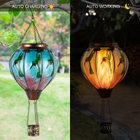 Hummingbird Hot Air Balloon Hanging Solar Lantern Lights Flickering Flame Solar Led Candle Lights Outdoor Garden Decorative Met