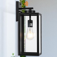 Yolsunes Dusk To Dawn Outdoor Wall Light Fixture 16 Large Black Exterior Wall Lantern Waterproof Farmhouse Porch Sconce Ligh