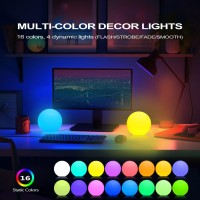 Yamport 6Inch 16 Colorchanging Led Night Light 7 Dimming Levels 4 Lighting Modes Table Lamp Rechargeable Sphere Lamps Button