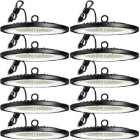 Amico 200W 10 Pack Ufo Led High Bay Light 28 000Lm 5000K Led High Bay Lights With Ul Listed Us Hook 5 Cable Alternative To 650W