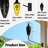 Zspeng 2 Pack Wall Mounted Citronella Torches,22 Oz Garden Torches For Outside, Easy To Set Up And Refill Metal Torch, Flame Light Torch For Indoor Or Outdoor Decor.