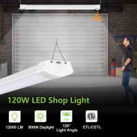 Hykolity Pir Sensor 4Ft 120W Led Shop Light 12000Lm370W Equivalent 5000K Daylight Motion Activated Hanging Or Flushmount