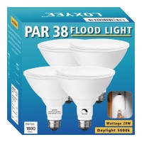 Loxyee Par38 Led Outdoor Flood Light Bulbs 4 Pack,Dimmable 20W(200W Equivalent) E26 Base Flood Light Bulbs,5000K Daylight 1800 Lumens Led Flood Light For Outdoor Garden,Garage,Yards