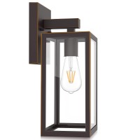 Maxvolador Outdoor Wall Lantern, Exterior Waterproof Wall Sconce Light Fixture, Oil Rubbed Bronze Anti-Rust Wall Light With Toughened Glass Shade