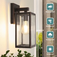 Maxvolador Outdoor Wall Lantern, Exterior Waterproof Wall Sconce Light Fixture, Oil Rubbed Bronze Anti-Rust Wall Light With Toughened Glass Shade