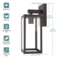 Maxvolador Outdoor Wall Sconce, Exterior Waterproof Wall Lantern, Oil Rubbed Bronze Anti-Rust Wall Mount Lighting Fixture With Toughened Glass, 2 Pack