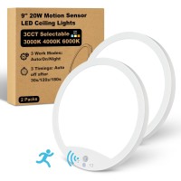 Hardwired Motion Sensor Ceiling Lights 9In 20W Flush Mount Motion Led Ceiling Lights 3000K 4000K 6000K Indoor Ceiling Light F