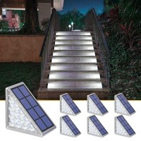 Niorsun Solar Step Lights, 4 Pack Outdoor Stair Lights Cool White Triangular Solar Deck Lights Ip67 Waterproof Auto On Off Decoration Lights For Stair Patio Yard, Driveway, Porch, Front Door, Sidewalk