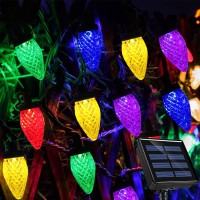 Ohwewant 31Ft 50 Led C9 Solar Christmas Lights Outdoor Multicolored Solar Christmas String Lights Waterproof Solar Christmas D