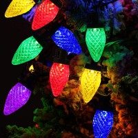 Ohwewant 31Ft 50 Led C9 Solar Christmas Lights Outdoor Multicolored Solar Christmas String Lights Waterproof Solar Christmas D