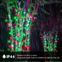 Kemooie 2 Pack 240 Led 78Ft Solar Christmas Outdoor Lights, Solar Powered With 8 Modes Waterproof Lights For Balcony Patio Garden Tree Party Yard Decoration (Red And Green)