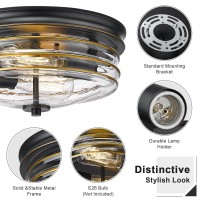 Flush Mount Ceiling Light With Clear Glass Shade 2Light Indoor Outdoor Farmhouse Lighting Flush Mount Lights For Kitchen Bedro