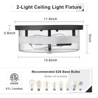 Flush Mount Ceiling Light With Frosted Glass Shade 2Light Indoor Outdoor Farmhouse Lighting Flush Mount Lights For Kitchen Bed