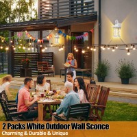 2 Packs White Outdoor Wall Light Modern Exterior Light Fixture Waterproof Porch Sconces Wall Mounted Lighting Antirust Rusti