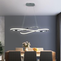 Dzqh-Qin Led Pendant Light Dining Room Lamp Dining Table Dimmable Kitchen Lamp Chrome Hanging Lamps Height Adjustable Pendant Lamp With Remote Control Chandelier Office Bar Hallway Pendant Light