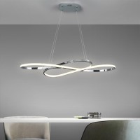 Dzqh-Qin Led Pendant Light Dining Room Lamp Dining Table Dimmable Kitchen Lamp Chrome Hanging Lamps Height Adjustable Pendant Lamp With Remote Control Chandelier Office Bar Hallway Pendant Light