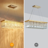 Anjiadengshi Modern Rectangular Crystal Chandelier Stainless Steel 5 E12 Bulbs With Adjustable Hanging Light Fixture For Dining