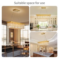 Anjiadengshi Modern Rectangular Crystal Chandelier Stainless Steel 5 E12 Bulbs With Adjustable Hanging Light Fixture For Dining