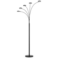 Chuck 82 Inch Modern Arc Floor Lamp, 5 Puck Lights, Dark Bronze Finish