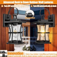 Dusk To Dawn Outdoor Wall Light Fixtures - 2 Packs Exterior Waterproof Outdoor Lighting, Porch Sconces Wall Mounted Lighting, Anti-Rust Modern Matte Black Outside Lantern For Patio Front Door Entryway