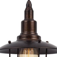 Oma 8 Inch Modern Pendant Light, Industrial Style, Deep Rust Metal Frame