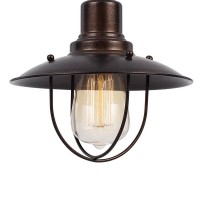 Oma 8 Inch Modern Pendant Light, Industrial Style, Deep Rust Metal Frame