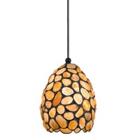 7 Inch Modern Pendant Light, Agate Stone Inlaid Glass Shade, Bronze