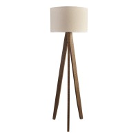 71 Inch Floor Lamp, Drum Shade, Wood Tripod Stand, Rough Hewn Texturing