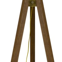 55 Inch Wood Tripod Floor Lamp, Half Domed Metal Shade, Antique Brass