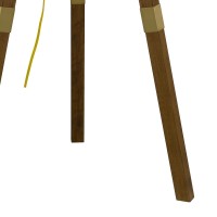 55 Inch Wood Tripod Floor Lamp, Half Domed Metal Shade, Antique Brass