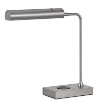 Dyna 18 Inch Integrated Led Desk Lamp, Wireless Usb Port, Brushed Steel