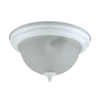 Hoy 11 Inch Ceiling Lamp, Glass Dome Shade With Finial, Polished White Trim