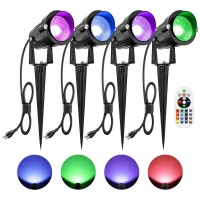 Zuckeo 10W Christmas Spotlights Outdoor Spot Lights For Yard Led Rgb Color Changing Landscape Lighting Plug In 120V Waterproof