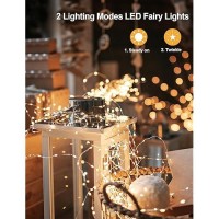 Fairy Lights Battery Operated 1 Pack 164Ft 50 Led Silver Copper Wire Twinkle Lights For Christmas Bedroom Indoor Outdoor Weddin