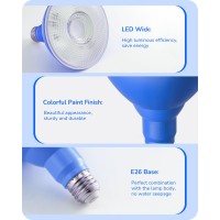 Edishine Par38 Blue Flood Light Bulb Dimmable Blue Led Light Bulb 18W120W Incandescent Equivalent Blue Flood Lights Bulb Fo