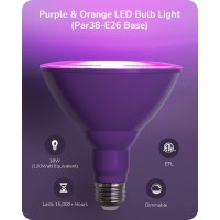 Edishine Par38 Purple Orange Flood Light Bulb Dimmable Purple Orange Led Light Bulb 18W120W Equivalent Light Bulb For Hal