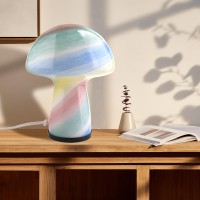 Notoc Dimmable Mushroom Lamp Glass Mushroom Bedside Table Lamp Translucent Vintage Style Small Nightstand Desklamp Light For Hom